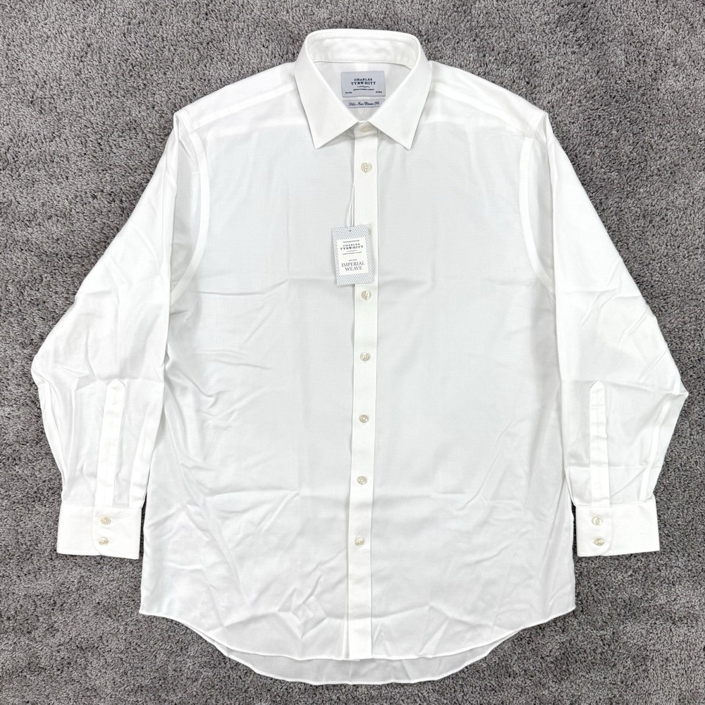 Charles Tyrwhitt Dress Shirt Mens 16.5/34 NWT Solid White Imperial Weave Classic